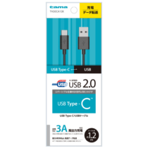 充電 ケーブル » TH30CA12K USB2.0Type-C/USB-AｹｰﾌﾞﾙBK　