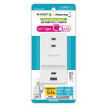 電源 タップ » TSK53CUW ACﾀｯﾌﾟ&USB 3×3 A+C　