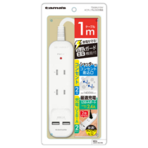 電源 タップ » TSK84U10W ACﾀｯﾌﾟ&USB 2+2 ｹｰﾌﾞﾙ1.0m　